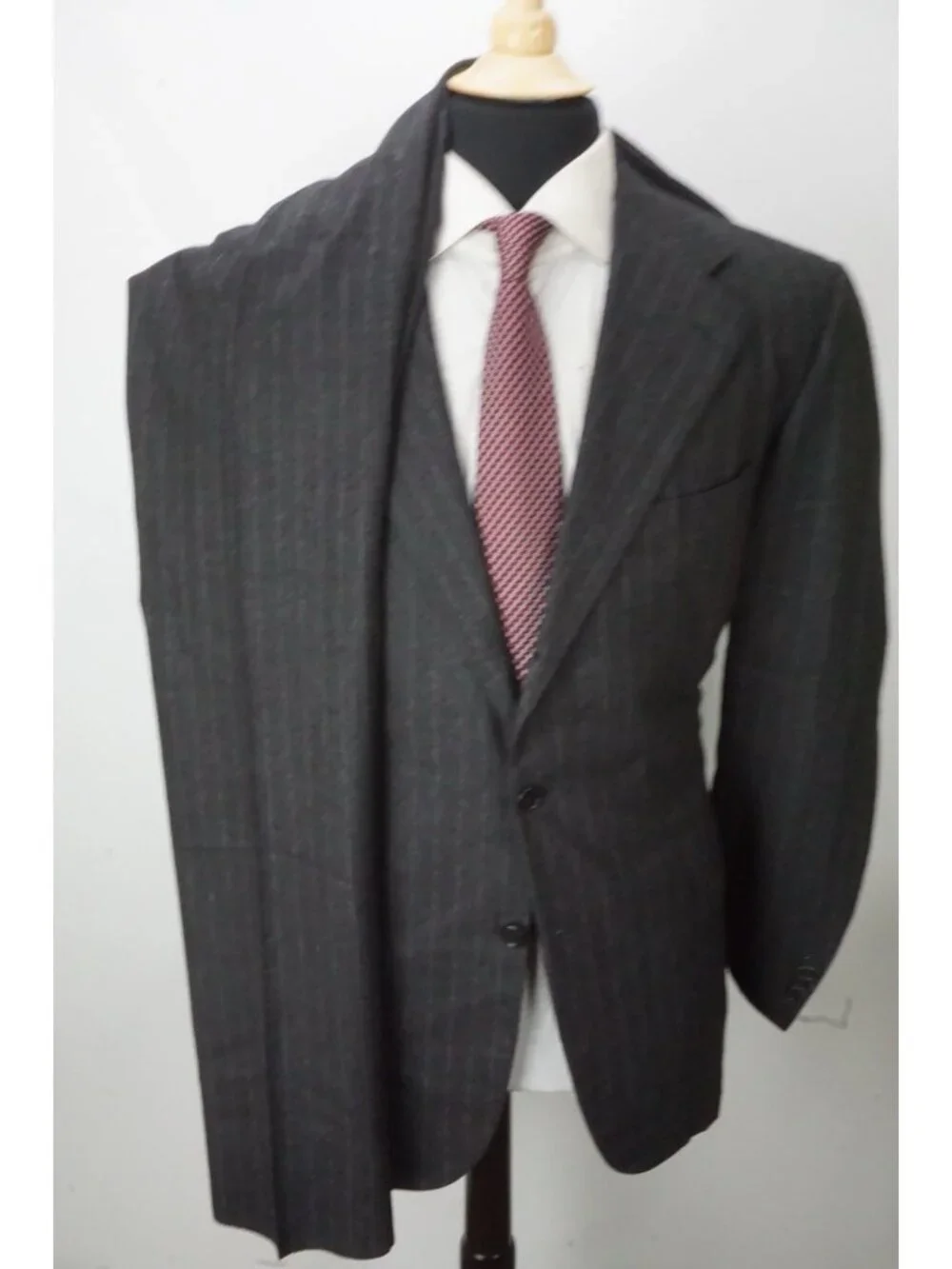 Abla x Attolini Gray Stripe Flannel Cashmere 2 Pc Suit Jacket Pants 44 US NEW